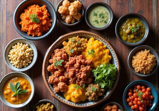 A colourful spread of traditional Emirati dishes.