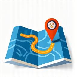 An icon of a map with a customized route.